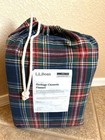 L l  Bean Heritage Chamois Flannel King Duvet Comforter Cover Navy Stewart New