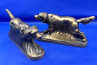 Pair Of Heavy Vintage Hunting Dog Bookends Figures Spaniel Setter Bronze Color