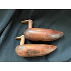 Vintage Hand Carved Wood Duck Decoy Pair Rustic Primitive Folk Art Figurines