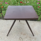 Vintage Mersman Mid Century Modern Atomic Round Blonde Formica Tripod Table