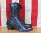 Vintage Dandy Line Antique Black Leather Womens Victorian Boots 9 1 4  Length