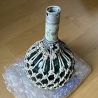 Japanese Vintage Hand Blown Blue Glass Fishing Float 8 7in With Original Net