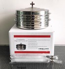 Polished Stainless Steel 2 Communion Cup Trays With Cover Stackable Church