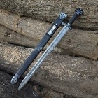 Damascus Steel Viking Sword  38-inch 1095  58-hrc Full Tang Wood Scabbard Black