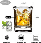 30 Pack Heavy Base Shot Glasses Bulk  2 2 Oz Square Shot Glass Set  Clear