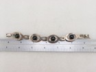 Vintage 925 Sterling Silver Taxco Mexico  tv-  Chain Bracelet Onyx Gem 30 Grams
