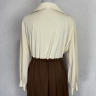 70s Vintage Danielle Long Maxi Dress Size M Brown Dart Collar Relaxed Tie Waist