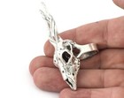 Goat Skull Ring Adjustable Antique Silver Plated Brass  18mm 8us Inner Size 5228