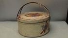 Vtg Floral Oval  Tin With Handles  Tan red  Cottagecore  Farmhouse