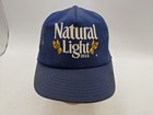 Vintage Natural Light Beer Embroidered Snapback Hat Cap Blue Filagree Usa