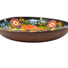 Vintage Mexican Batea Hand Painted Wooden Tray Plate Floral Folk Art 14 Inch