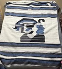 Vintage Mexican Blanket Blue Gray Aztec Chief Pattern 44x70 Handwoven Cozy