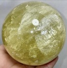 Polished 76mm Lemon Quartz Crystal Sphere With Rainbows Energy  And Meditation