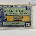 Us Mpc 5c Five Cents  Series 521 Military Payment Certificate M841