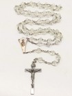 Vintage Rosary Crystal Glass Beads Crucifix Religious Catholic Silver Tone D5996