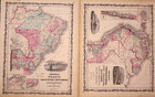 3 For 1 Antique 1862 Maps By Johnson   Ward - South America   Countries  14x17 