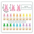54pcs Easter Cupcake Toppers Glitter Bunny Cupcake Picks Colorful Cute Rabbit   
