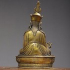 8  Antique Tibetan Buddhism Temple Bronze 24k Gilt Padmasambhava Buddha Statue