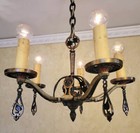 018c Antique 1920 s 30 s Cast Ceiling Light Fixture Chandelier