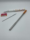 Brand New Dunkin  Stainless Steel Reusable Straw W cleaning Brush Orange   