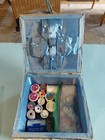 Vintage Sewing Kit  Buttons  Fabric  Thimble  Scissors  Needles  Strings