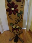 Vintage Finished Handcrafted Burlap Shag Wall Hanging Art Owl 1970 s 57  H