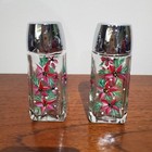 Hand Painted Salt And Pepper Shakers Poinsettia Design Christmas Winter Signed