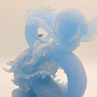 Blue Resin Dragon Fantasy Statue Figurine On Black Base