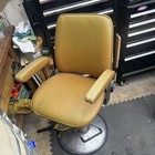 Belmont Hydraulic Barber Chair Brown Vinyl Round Base Foot Pedal Japan