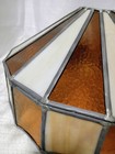 Tiffany Style Stained Glass Lamp Shade Slag Glass Amber cream Hanging Swag 16x9 