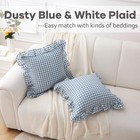 2 Pack Dust Blue Gingham Ruffle Throw Pillow Covers 18  x18     100  Washed C   