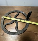 Antique 14  Diameter Cast Iron Crank Wheel - Coffee meat Grinder Wood Handle