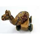 Vtg Antique Handcarved Painted Wood Camel Rolling Trinket Box 4 25  Tall - Rare