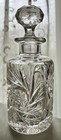 Clear Cut Crystal Glass Pinwheel   Fan Perfume Cologne Bottle 6  Tall