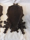 Two Large Trophy Plaque Black Forest Carved Wood Vintage German  w u