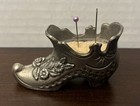 Vintage Holiday Imports Victorian Women s Shoe Metal Pin Cushion Silver Plate
