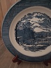 Currier   Ives Chop Plate Round Platter Royal China 12 1 4     Blue   Getting Ice