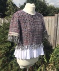 Zara Size S 61  Cotton Knitted Style Top Mirror Trim Pleated Muiltcoloured