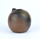 Small Japanese Bizen Ware Hanging Flower Vase Round Flattened Back