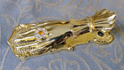 Vintage Brass Jeweled Hand Letter Holder Clip