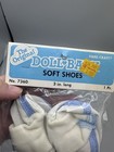 Vintage Doll Shoes White Blue Soft Shoes The Original Doll Baby Fibre Craft 3 