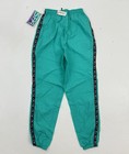 Deadstock Vintage 80s Casual Teal Parachute Windbreaker Track Jogger Pants Large
