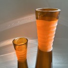Pair Vintage Mid Century Art Glass Vases - 14 5  And 10 5  - Orange  Cool