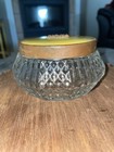 Antique Lidded Cut Glass Dresser  Jar Powder Jar Art Deco Vanity Trinket Box