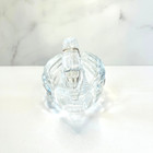      Vintage Mid Century Clear Crystal Glass Swan Figurine Trinket Dish 6 75 