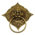 Collectable Archaic Bronze Foo Dog Lion Square Door Door Knocker 14cm