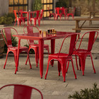 30  X 48  Rectangular Restaurant Table Standard Set With 4 Chairs Red Metal