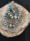 Southwestern Turquoise Bead Earrings   Navajo Pearls   Sterling Silver 2030