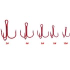 100pcs Fishing Hook Sharp Treble Hooks Size 2  4  6  8  Tackle Barbed Hooks Red