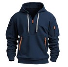 Men s Hooded Hoodie Zipper Multi-pocket Pullover Jacket Sports Casual Sweatshirt